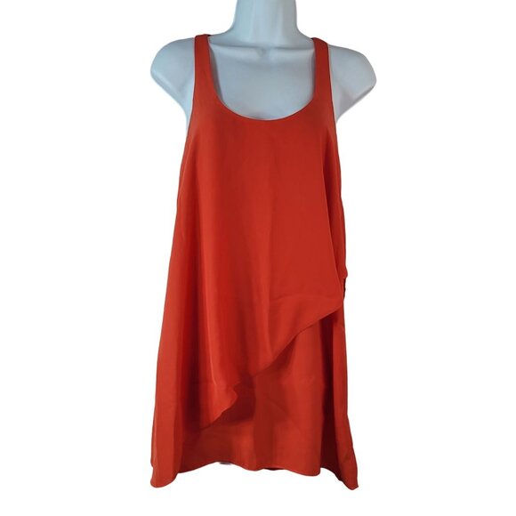 Silence & Noise Sleeveless Tank Dress Orange XS Tier Lined Zip Urban Outfitters - Picture 2 of 10